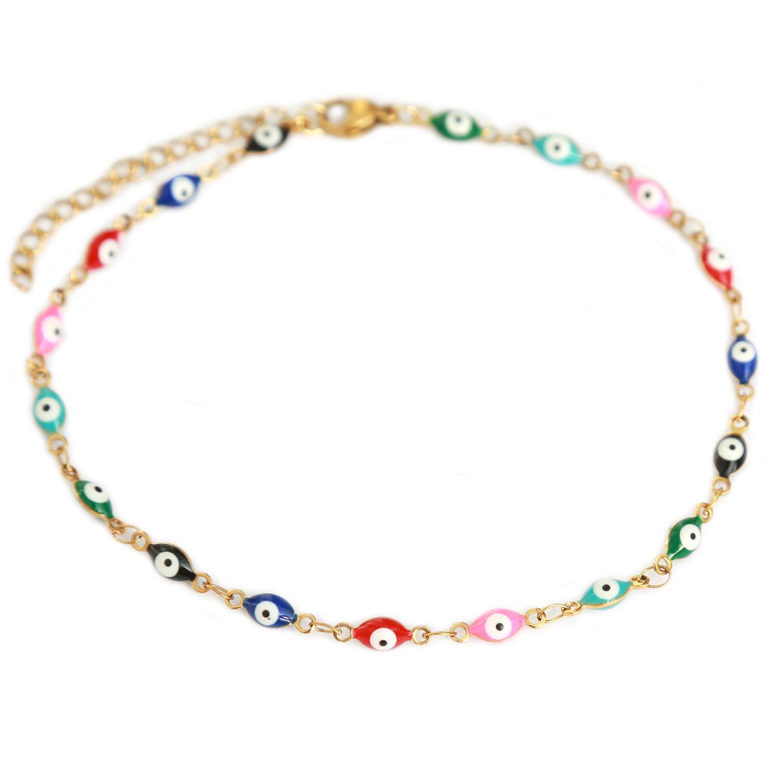Bracelet de cheville doré mauvais œil