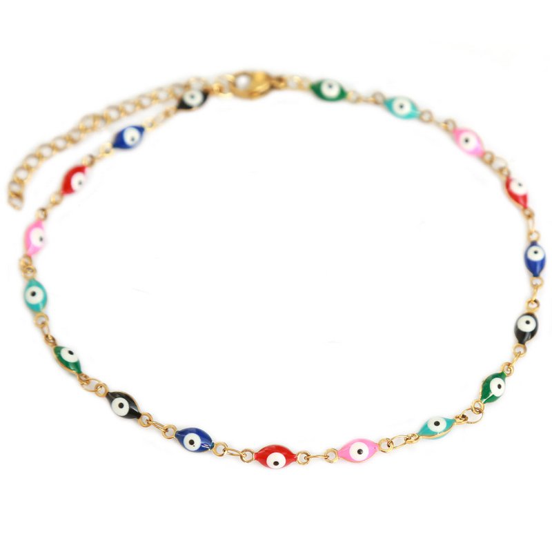 Bracelet de cheville doré mauvais œil