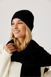 3-piece set (hat + scarf + gloves) 100% merino wool BLACK