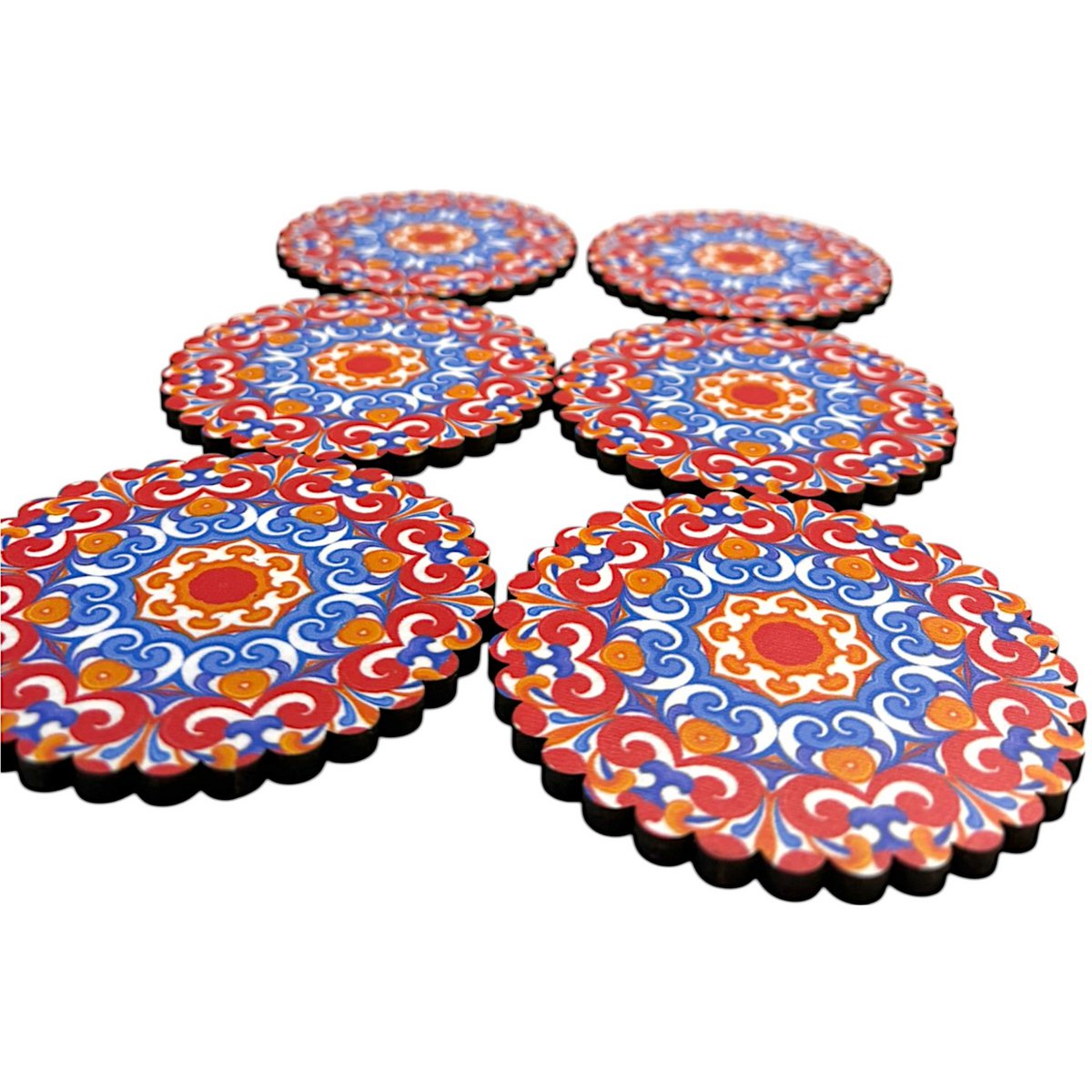Montaña rusa de madera - 6 set - flor de loto - 9 cm