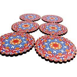 Montaña rusa de madera - 6 set - flor de loto - 9 cm