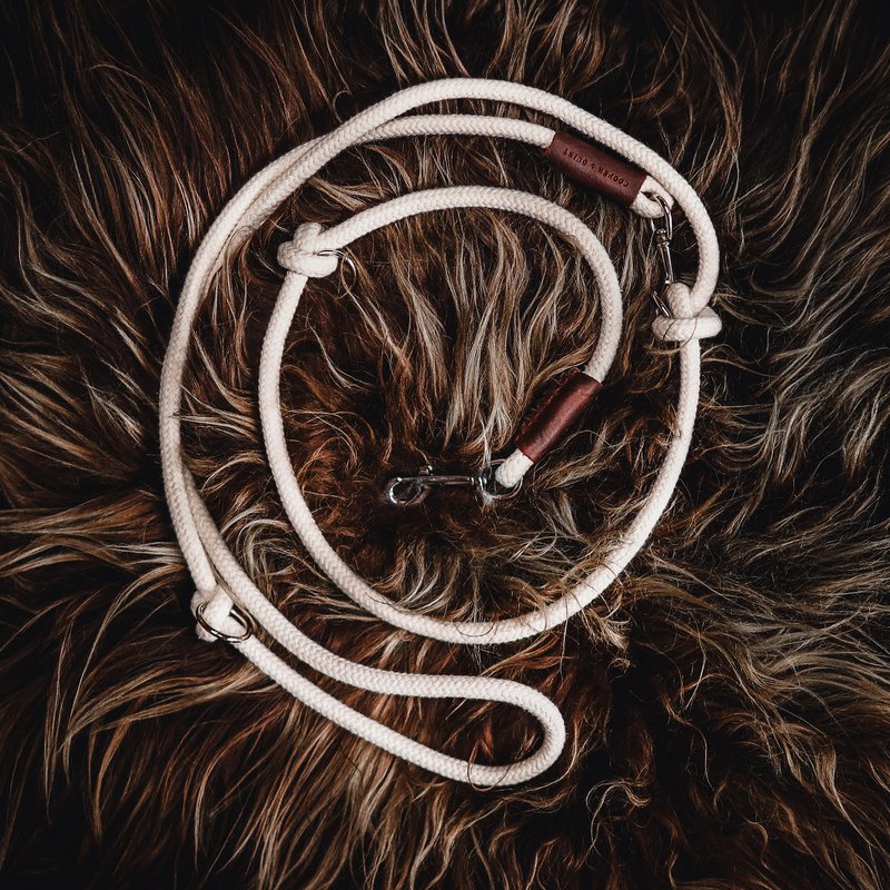 Just Cotton adjustable dog leash | Rope line Ecru