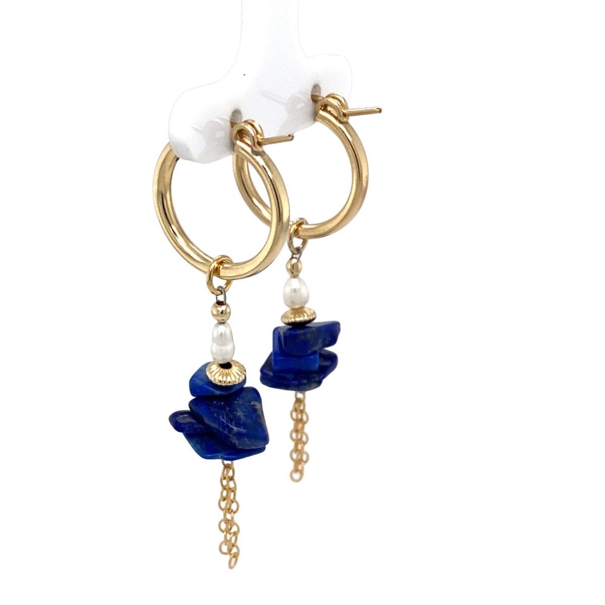 Ocean Lapis Lazuli and pearl earrings
