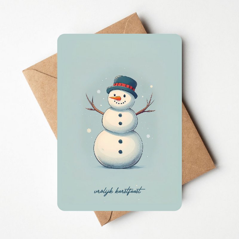 Kerstkaart | Sneeuwmannetje
