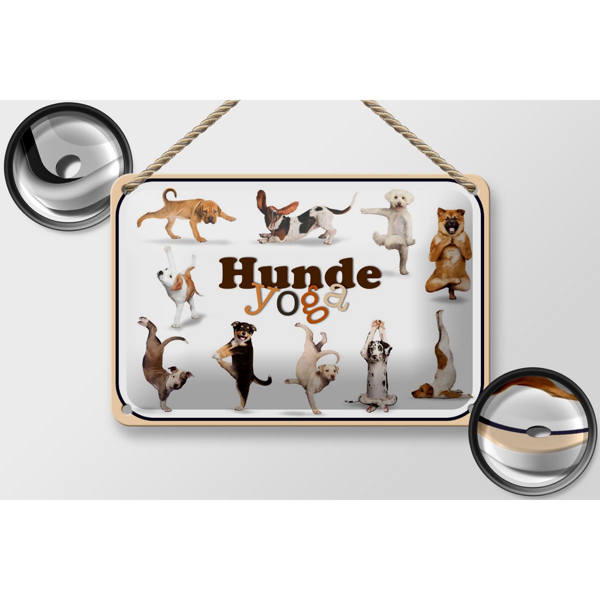 Tin sign 18x12cm dogs yoga wall decoration
