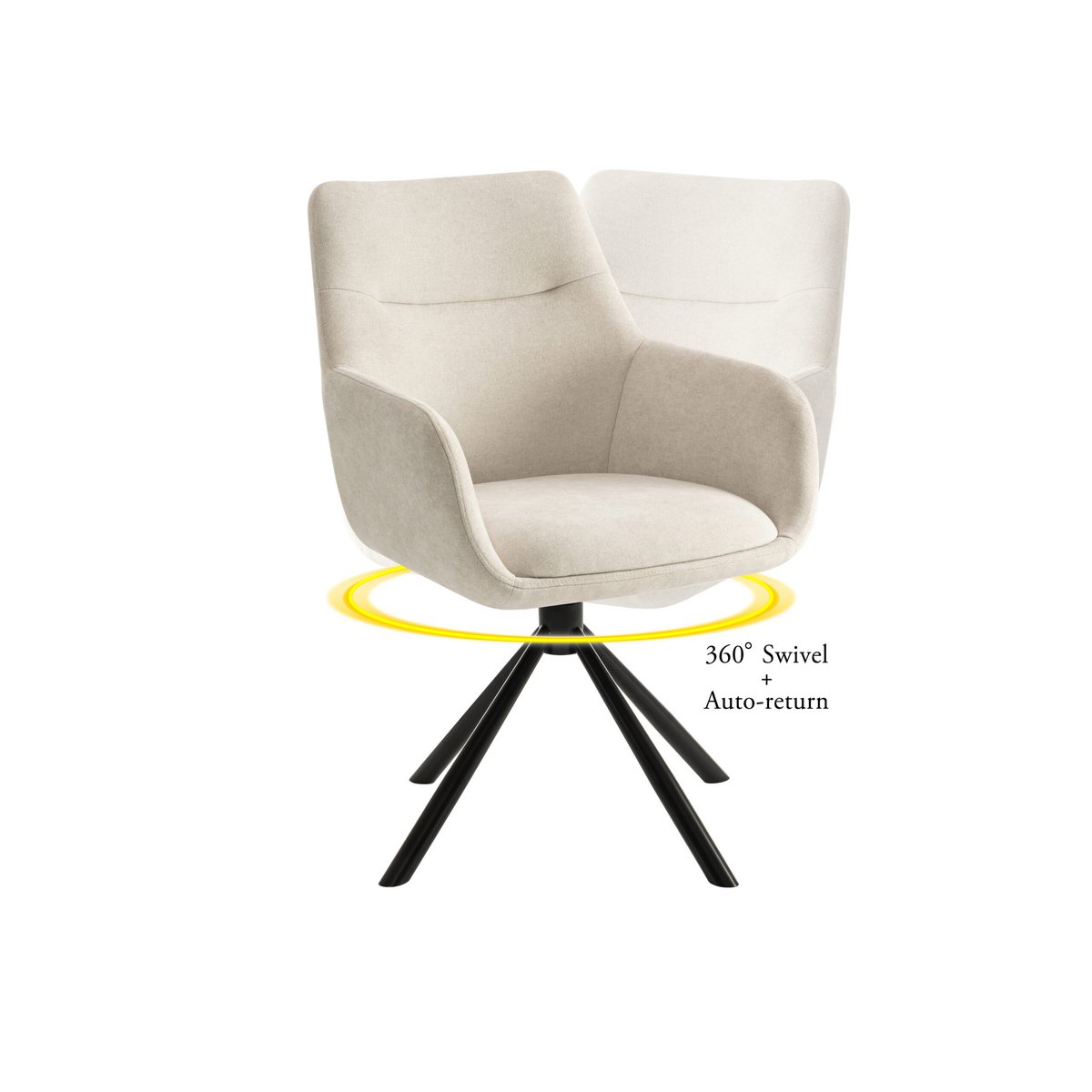 Draaibare - Eetkamerstoelen met armleuning set van 2 - Olivia - Beige - Stof