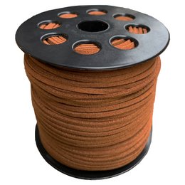 Light brown faux suede lace, 3 mm thick, 100 meters long, suitable for kitchen appliances.