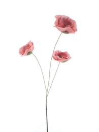 Pink poppy flowers spray, delicate petals, tall stem arrangement, artificial floral decoration.