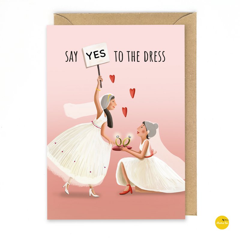 Matrimonio de tarjeta de felicitación 2 mujeres