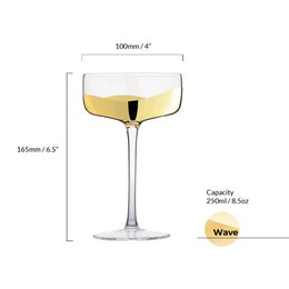 Set of 2 Wave Gold Champagne Coupe Glasses