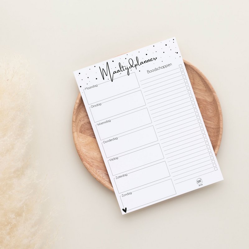 Maaltijdplanner - Weekplanner - A5 - stippen - Boodschappen planner - Dieet Planner - Boodschappenlijstje - Supermarkt planner - Dag planner - 50 pagina's