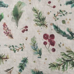 Winter Berries Linen Japanese Crossback Apron