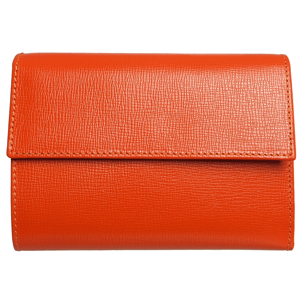 6 Credit Card Saffiano Leather French Wallet Orange