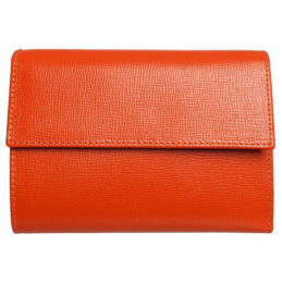 6 Credit Card Saffiano Leather French Wallet Orange