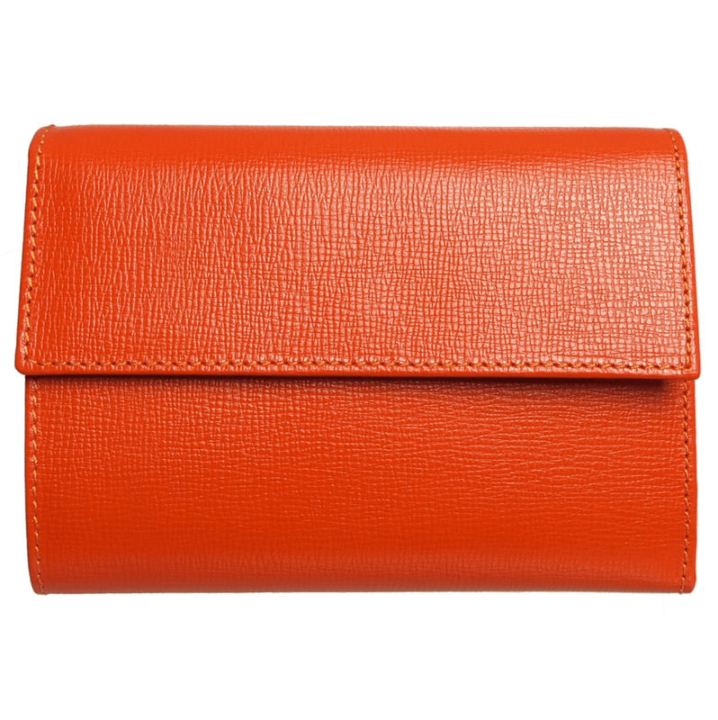6 Credit Card Saffiano Leather French Wallet Orange