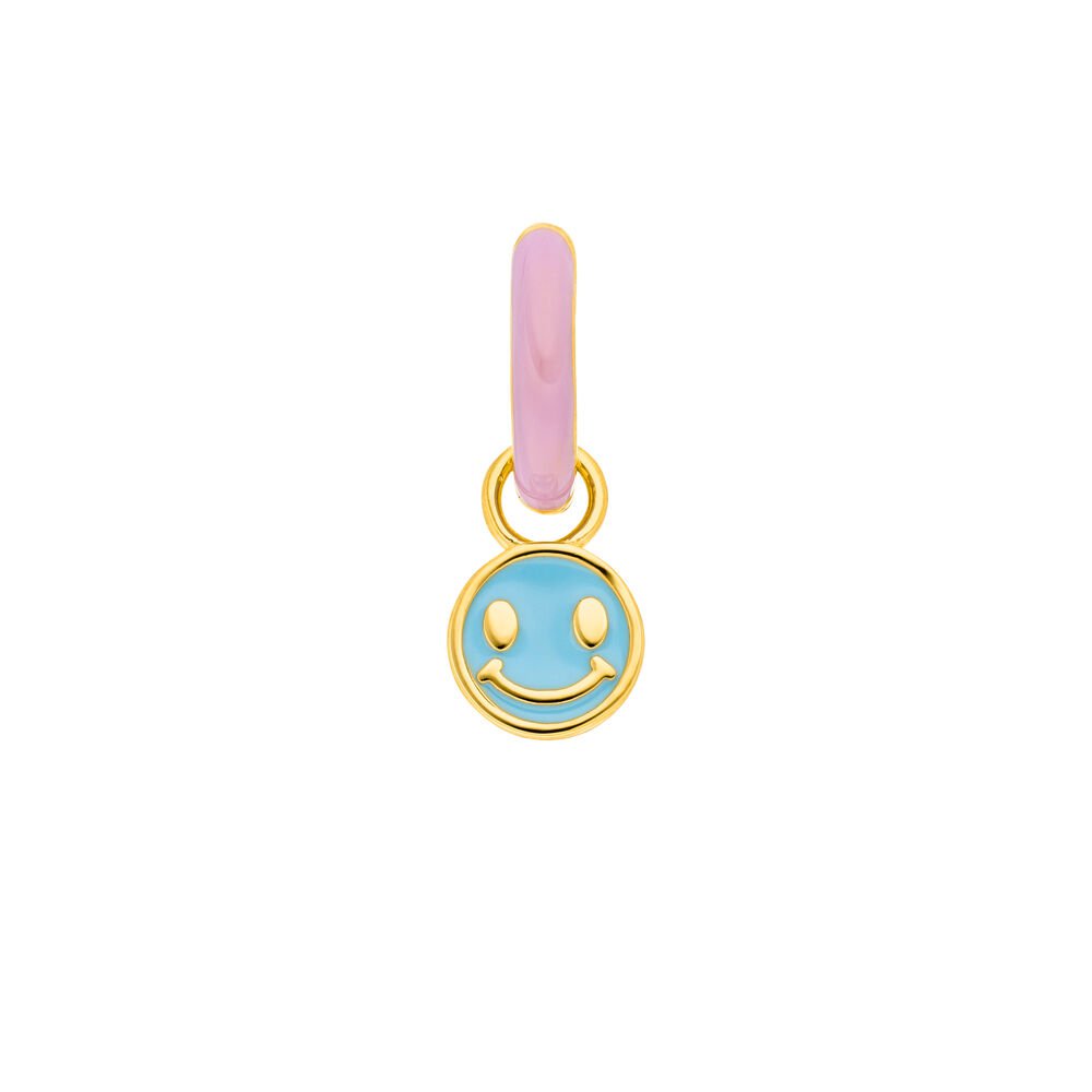 Enkele Creoolse "Happy" EMOJI, 18K geelgoud verguld