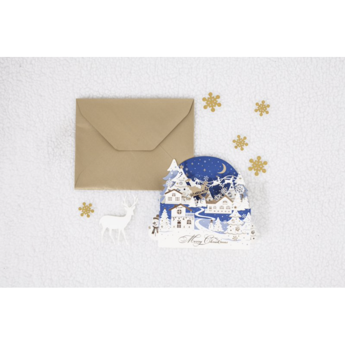 Cartolina di Natale pop-up 3D con scena di Natale