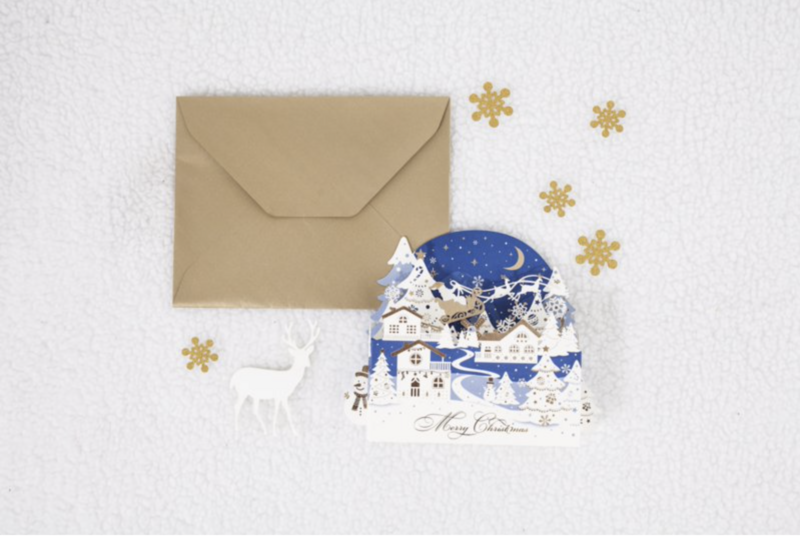 Carte de Noël pop-up 3D avec scène de Noël