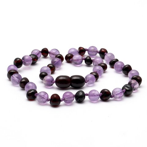 Baltische Bernstein & Amethyst Halskette 138