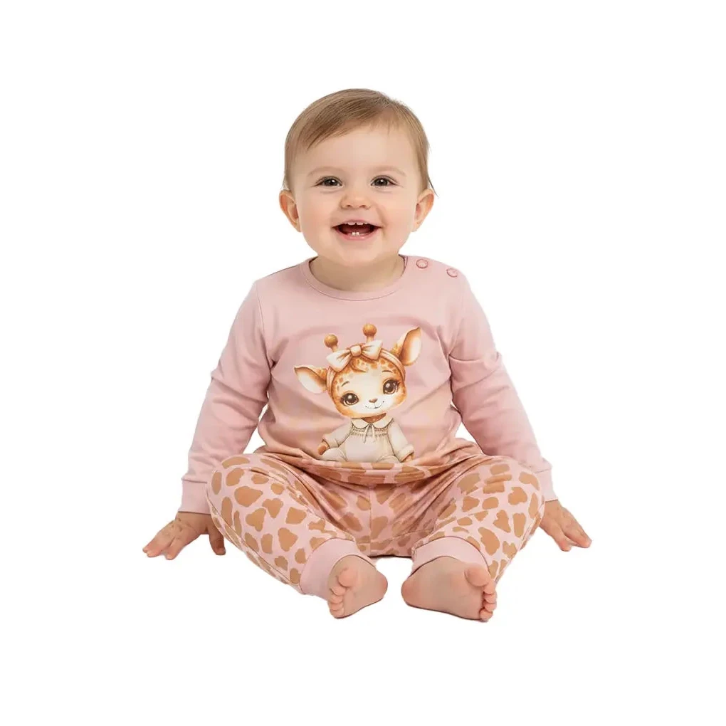 Pijama de algodón para bebé, 2 piezas, jirafa
