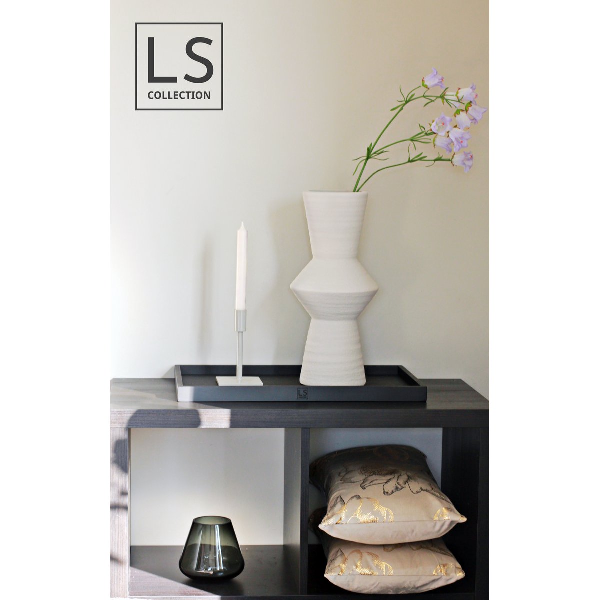 LS Collection® - Rectángulo 50x30cm - Bandeja - Bandeja para velas - Bandeja para velas - Tabla para servir - Bandeja de madera - Bandeja de madera - Meseta - Decoración - Accesorios para el hogar - Negro Mate