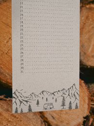 Græspapir fødselsdagskalender - campervan i bjergene
