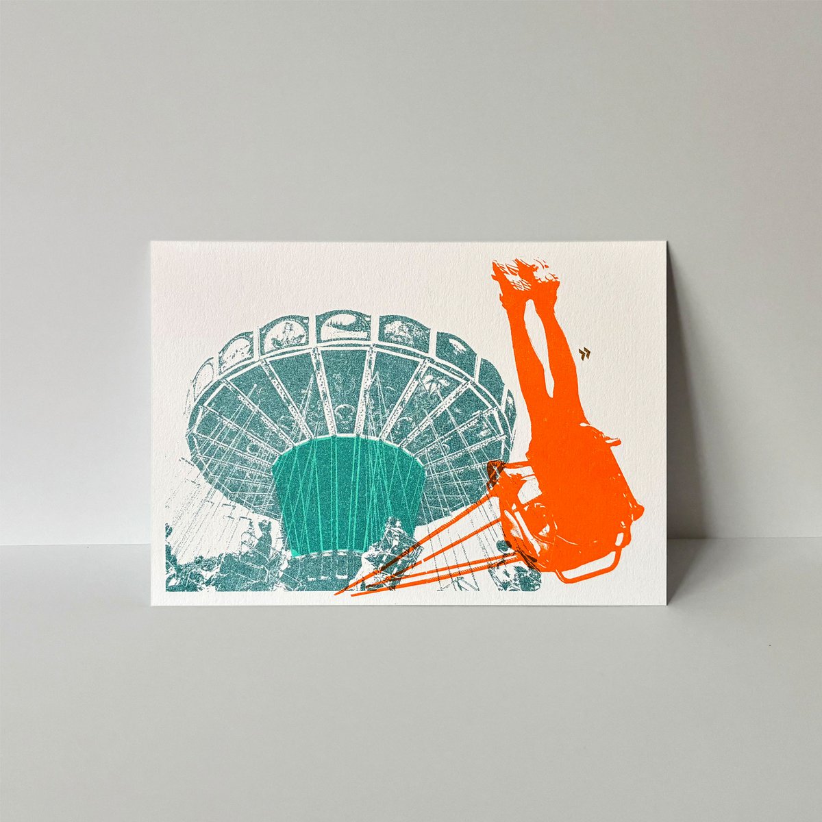 Carte postale Riso Teal Sunset 2e édition, risographie, copie DIN A6