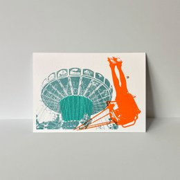 Carte postale Riso Teal Sunset 2e édition, risographie, copie DIN A6