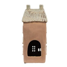 Teelichthalter House 12x9x28 cm Braun Beige Teelichthalter aus Keramik