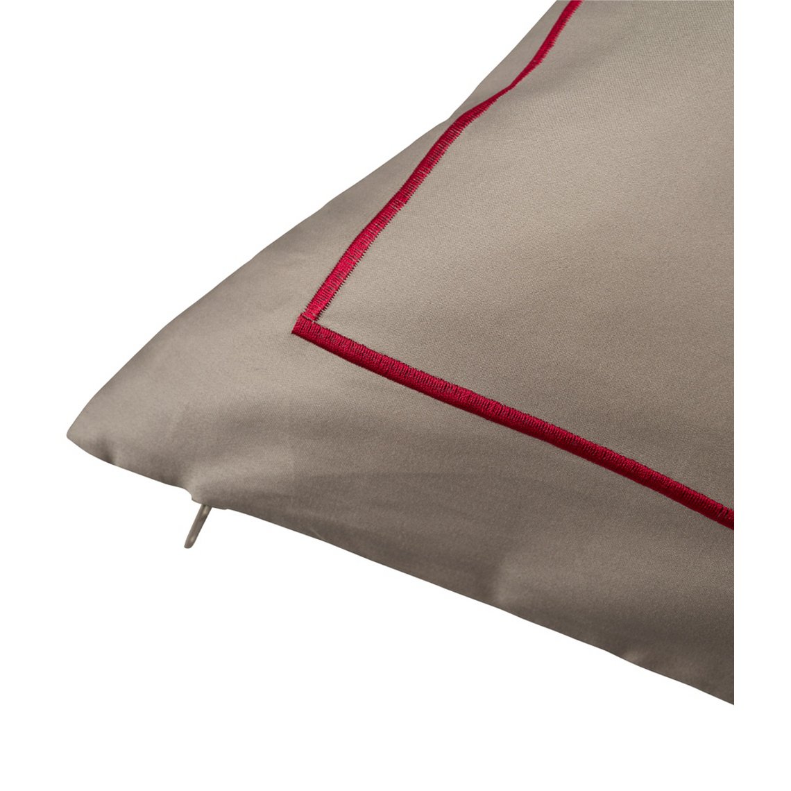 Sateen pillowcase Almond with cyclamen embroidery