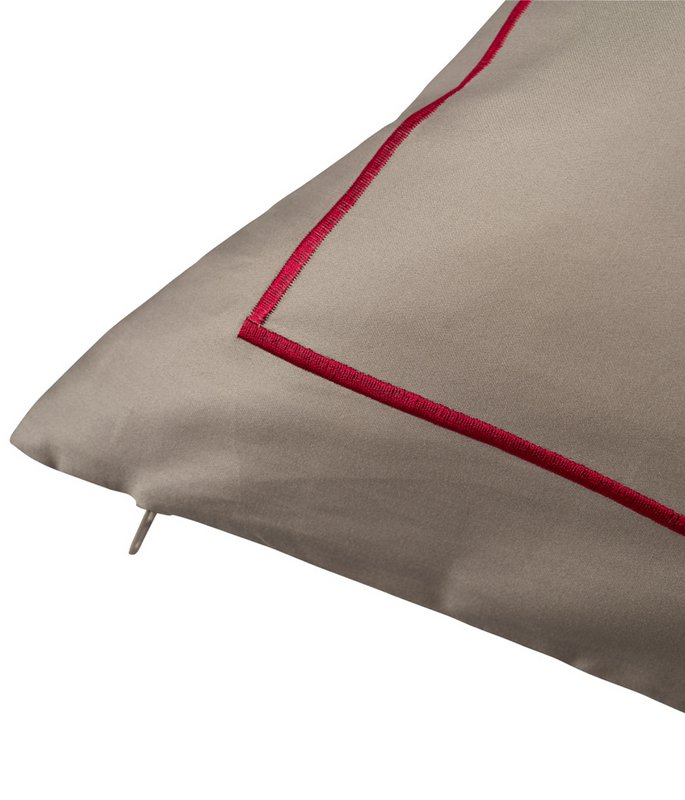 Sateen pillowcase Almond with cyclamen embroidery