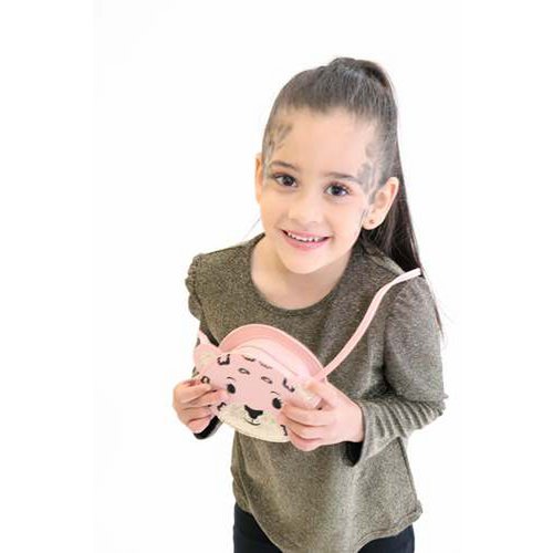 Bolso bandolera infantil - Léo el Leopardo rosa