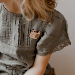 Wooden brooch - Cat with whiskers