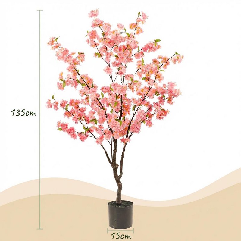 Kunstig plante - Prunus - Kirsebærblomst - Pink - 135cm
