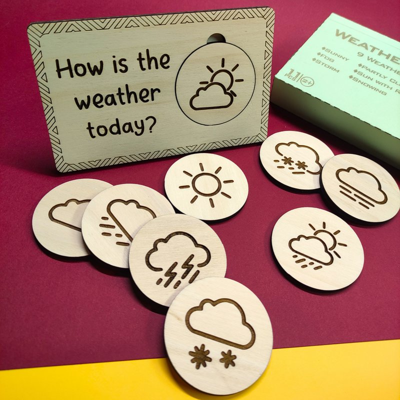 Houten weerbord, Montessori speelgoed voor kinderen en peuters