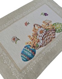 Osterfrühstücks-Tischset mit farbigen Gobelin-Eiern
