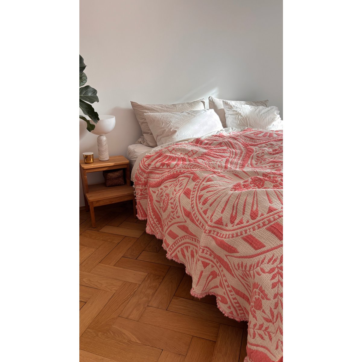 CALMA muslin blanket - coral - 2.20 x 2.30 m