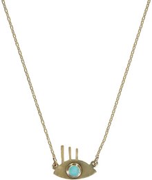 Spiri Eye Necklace Blue Magic Gold Plated - Charms - Gold-plated necklace with a blue stone and a charm in the shape of an eye.