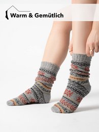 2 Paar 45% Wollsocken Hyggeliges Norweger Design