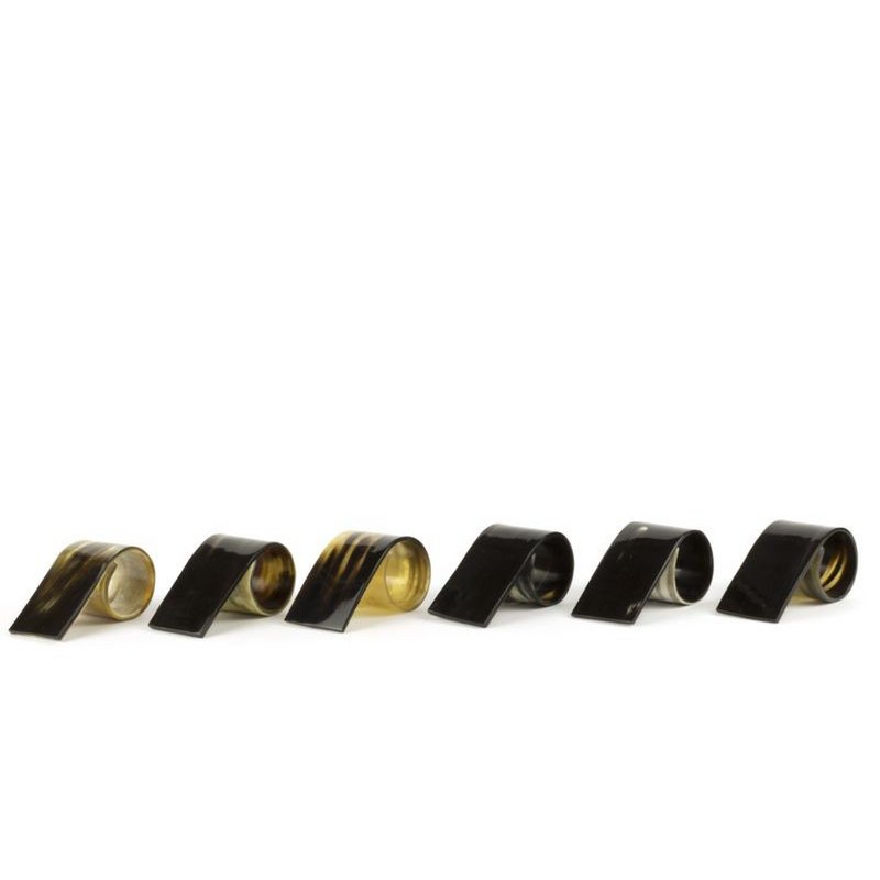 Lot de 6 ronds de serviette en corne noire marbrée