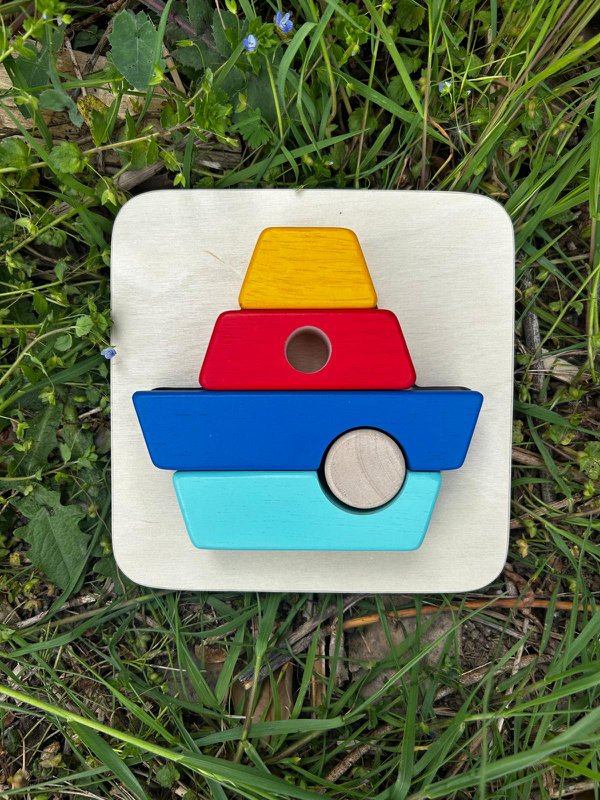 Puzzle in legno in barca 3D - Assemblaggio e stack - 12 m+ giocattolo in legno