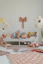 Cuscino Cuore double face con volant “giardino rosa”