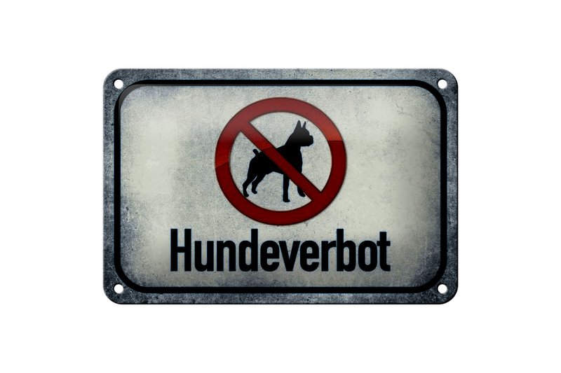 Tin sign notice 18x12cm dog dog ban decoration