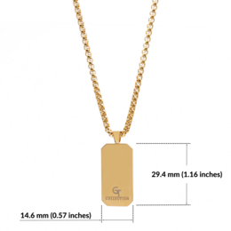 Collana in acciaio inossidabile dorato maschile con ciondolo onice rettangolo