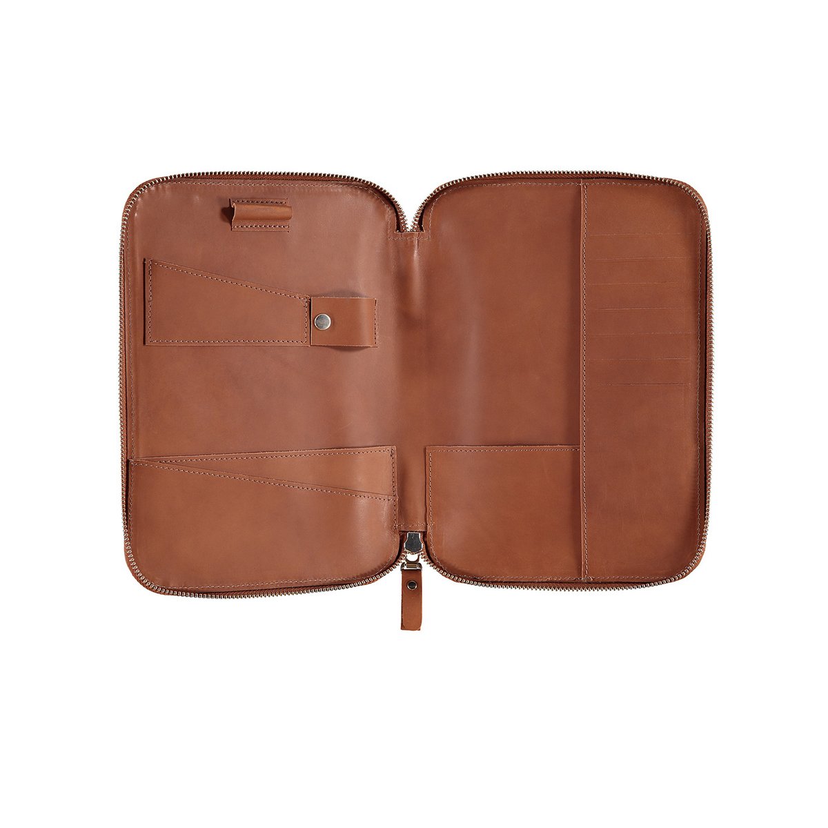 Estuche de viaje de cuero Lena - coñac