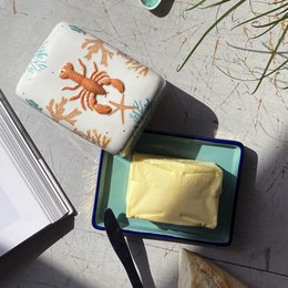 Coral Lobster Butter Dish