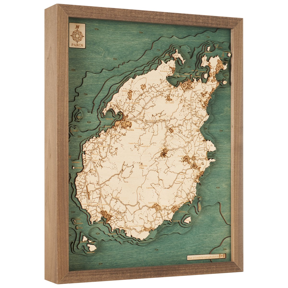 PAROS - Mapa de pared de madera 3D - versión S