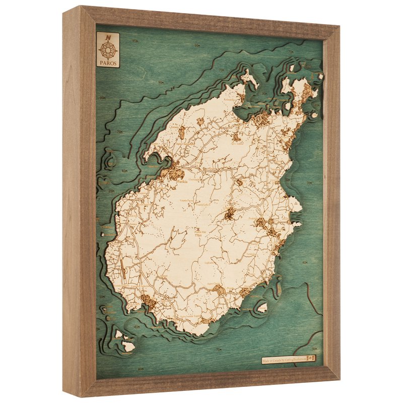 PAROS - Mapa de pared de madera 3D - versión S