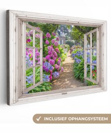 Canvas Maleri - Wall Decoration - Hortensia - View - Flowers - Summer - Purple - Pad