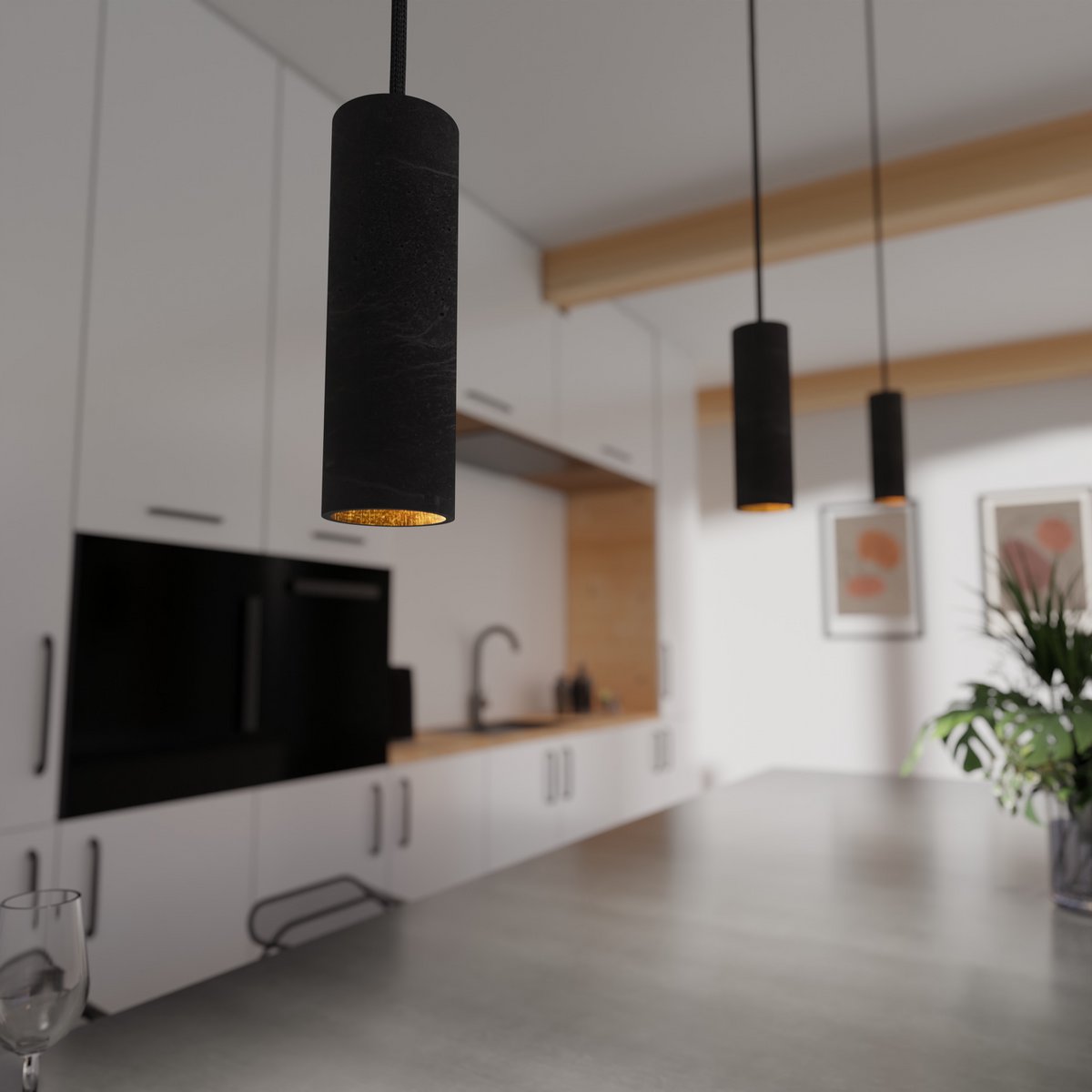 Pendant lamp "Nara20" concrete lamp GU10 Gold Black